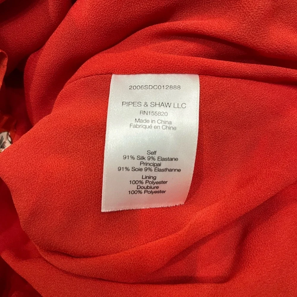 Veronica Beard Mary V-Neck Ruched Silk Floral Red Midi Dress size 8 - Picture 8 of 8